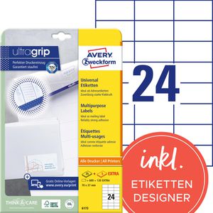 Produktbild für Universaletiketten Zweckform 6173, selbstklebend, weiß