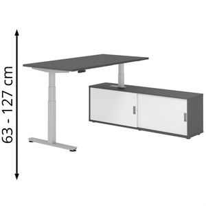 Schreibtisch Hammerbacher XDSM, 29672, graphit, mit Sideboard