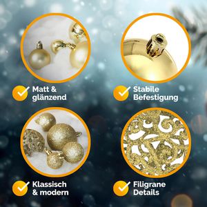 Produktbild für Weihnachtskugeln Deuba 102114, gold