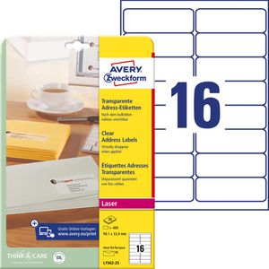 Adressetiketten Zweckform L7562-25, transparent