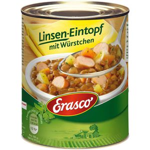Erasco Fertiggericht Linsen-Eintopf mit Würstchen, 800g