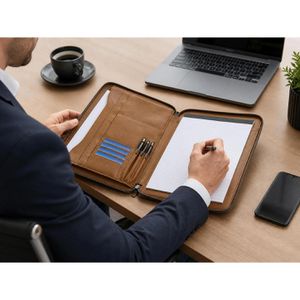 Produktbild für Schreibmappe DESQ 3694 Business Classy, braun, Echt Leder