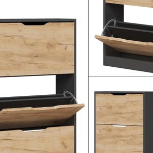 Produktbild für Schuhschrank Vicco Luca, anthrazit / eiche