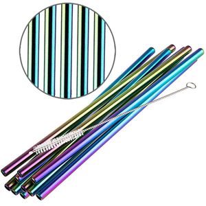 APS Strohhalme gerade aus Edelstahl, Länge 21,5cm, wiederverwendbar, farbig , 10 Stück