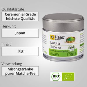 Produktbild für Matcha Raab-Vitalfood Superior Ceremonial Grade, BIO
