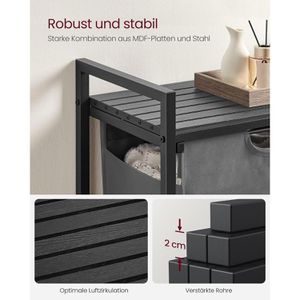 Produktbild für Wäschekorb Vasagle BLH101G01, schwarz/grau