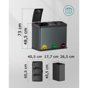 Produktbild für Mülleimer Songmics LTB45G, grüngrau