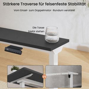 Produktbild für Schreibtisch FlexiSpot E1W Pro, schwarz / weiß