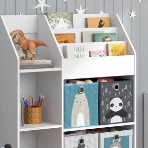 Produktbild für Bücherregal Vicco Luigi, weiß, mit 4 Faltboxen