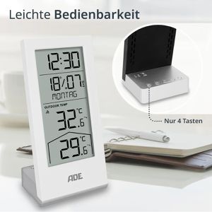 Produktbild für Thermo-Hygrometer ADE WS2324-1, digital, weiß