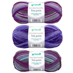 Produktbild für Häkelgarn Gründl 6229-02, Sockenwolle Trio print, violett mix