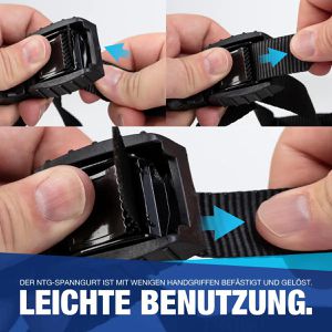 Produktbild für Spanngurt NTG LS.8220, schwarz, Gummiprotektor &amp; Klemmschloss