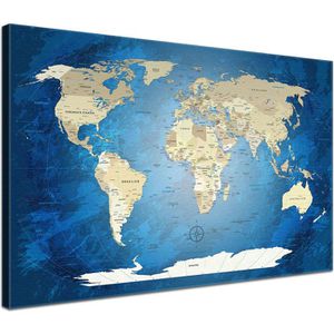 Weltkarte Lana-KK Blue Ocean, Deutsch, mit Holzrahmen