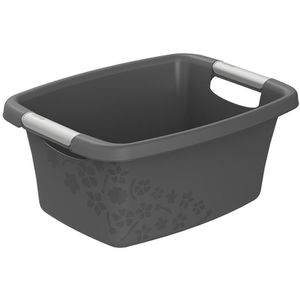 Wäschekorb Rotho Flowers, anthrazit, mit Griffen