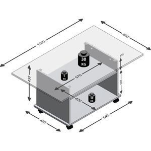 Produktbild für Couchtisch FMD-Möbel Azur, aus Holz, beton / weiß