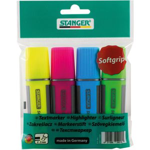 Produktbild für Textmarker Stanger softgrip, 4 Stück