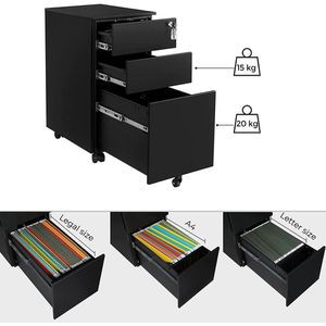 Produktbild für Rollcontainer Songmics OFC031B01, aus Metall, schwarz