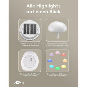 Produktbild für Wegeleuchte Goobay 80205, Kunststoff, weiß