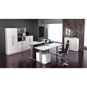 Produktbild für Schreibtisch Hammerbacher XDSM 12, weiß / silber