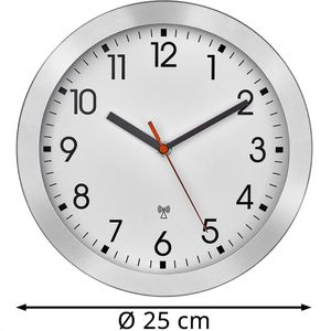 Produktbild für Wanduhr TFA 60.3546.02, Aluminium, analog, Funkuhr