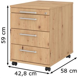 Produktbild für Rollcontainer Hammerbacher Solid AC30, aus Holz, asteiche