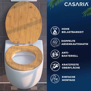 Produktbild für WC-Sitz CASARIA Toilettendeckel Bambus 108586, oval, aus Holz