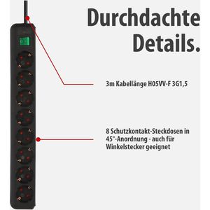 Produktbild für Steckdosenleiste Brennenstuhl Eco-Line, 3m Kabel