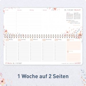 Produktbild für Tischkalender Häfft 12004-5 Sweet Flowers, Wochenkalender quer