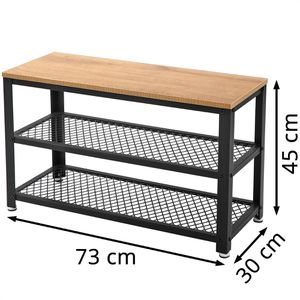 Produktbild für Schuhbank Vasagle LBS073N01, schwarz / hellbraun, aus Metall