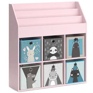 Bücherregal Vicco Luigi, rosa, mit 6 Faltboxen