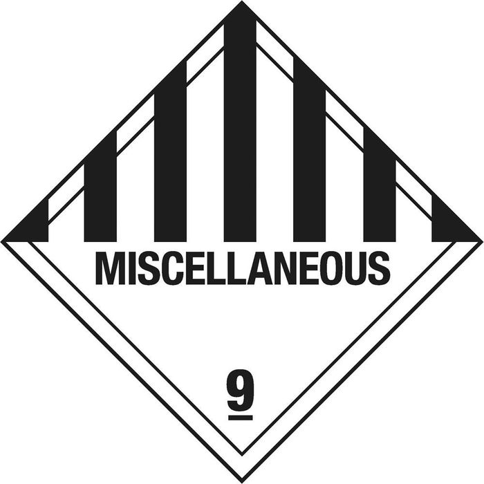 1000x Gefahrgutaufkleber Klasse 9 – Verschiedene Gefährliche Stoffe & Gegenstände, 100x100mm, Selbstklebend Auf Rolle, Papier Schwarz-weiß