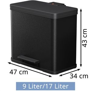 Produktbild für Mülleimer Hailo Öko duo Plus L, schwarz
