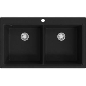 Produktbild für Spülbecken vidaXL 141675, Doppelbecken, schwarz