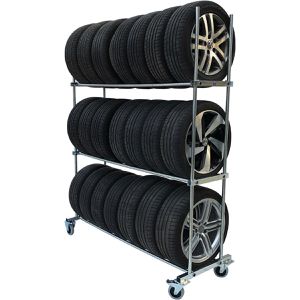 Reifenwagen Bertele Basic, aus Metall, silber, für 21 Reifen