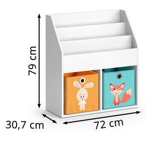 Produktbild für Bücherregal Vicco Luigi, weiß, mit 2 Faltboxen