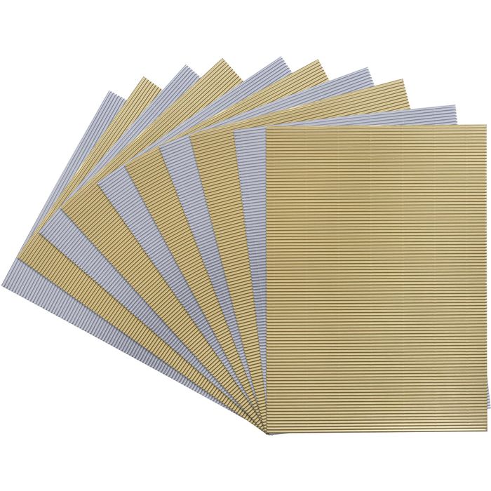 Folia Bastelwellpappe 740460/65 E-Welle 25 x 35cm 2 Farben gold und silber  10 Blatt