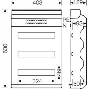 Produktbild für Sicherungskasten Hensel KV 9354, wasserdicht IP65 für außen
