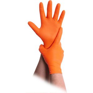 Produktbild für Einmalhandschuhe MaiMed Diamond Grip+, orange, 50 Stück