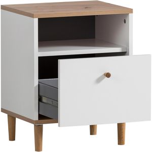 Produktbild für Nachttisch Schildmeyer Hilda, 155883 weiß /eiche, Holz stehend