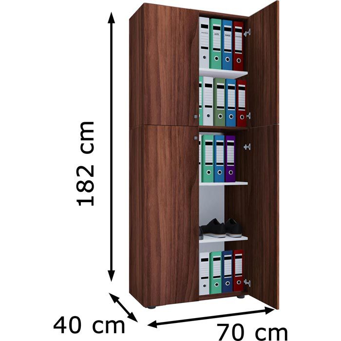 VCM Aktenschrank Lona XXL 914116, aus Holz, 70 x 182 x 39cm, nussbaum