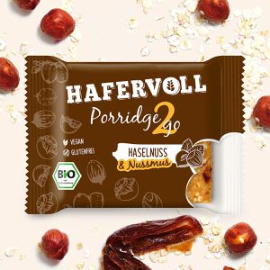 Produktbild für Müsliriegel Hafervoll Porridge2Go Haselnuss, BIO