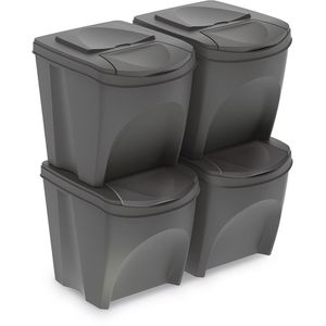 Prosperplast Mülleimer Sortibox, stone grey, aus Kunststoff, 4x 25