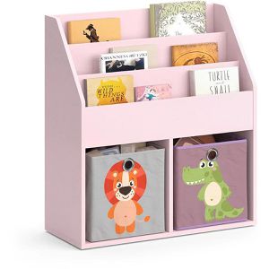 Produktbild für Bücherregal Vicco Luigi, rosa, mit 2 Faltboxen