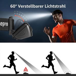 Produktbild für Stirnlampe Lepro LED, wiederaufladbar