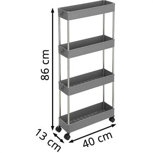 Produktbild für Nischenregal Songmics KSC008G01, grau, mit Rollen