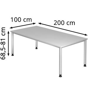 Produktbild für Schreibtisch Hammerbacher H-Serie, lichtgrau / silber