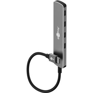 Produktbild für USB-Hub Goobay Slim 4-Port 79160, grau, mit Metallgehäuse