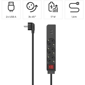 Produktbild für Steckdosenleiste Hama 223182, mit 1,4m Kabel