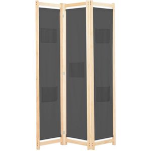 vidaXL Paravent innen, 3-teilig, aus Holz / Stoff, mit Taschen, grau, 120 x 170 cm