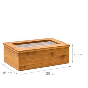 Produktbild für Teebox Relaxdays 10019145-408 für Teebeutel, braun, aus Bambus